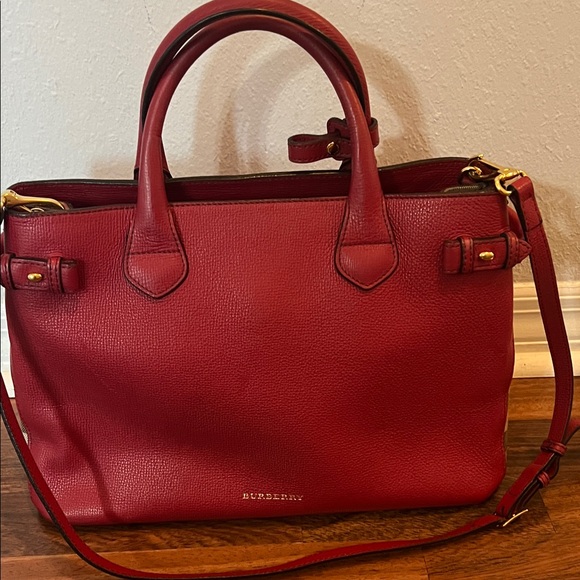 3088 Burberry Deep Red Leather Satchel - Picture 1 of 12